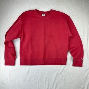 Champion Sweatshirt Mens XL Redwood Red Crewneck Relaxed Fit Fleece Cotton Blend